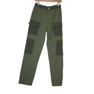 NWT Mennace | Contrast Multi Pocket Cargo Pants in Green Khaki